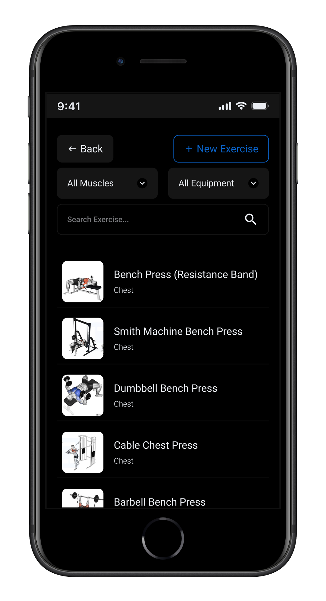 Redesigned exercises screen